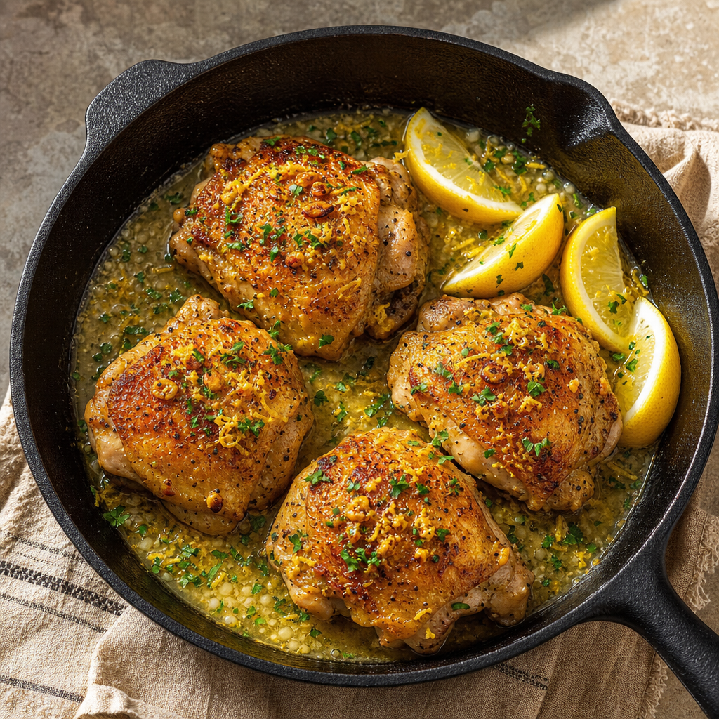 Italian Lemon Garlic Baked Chicken Thighs