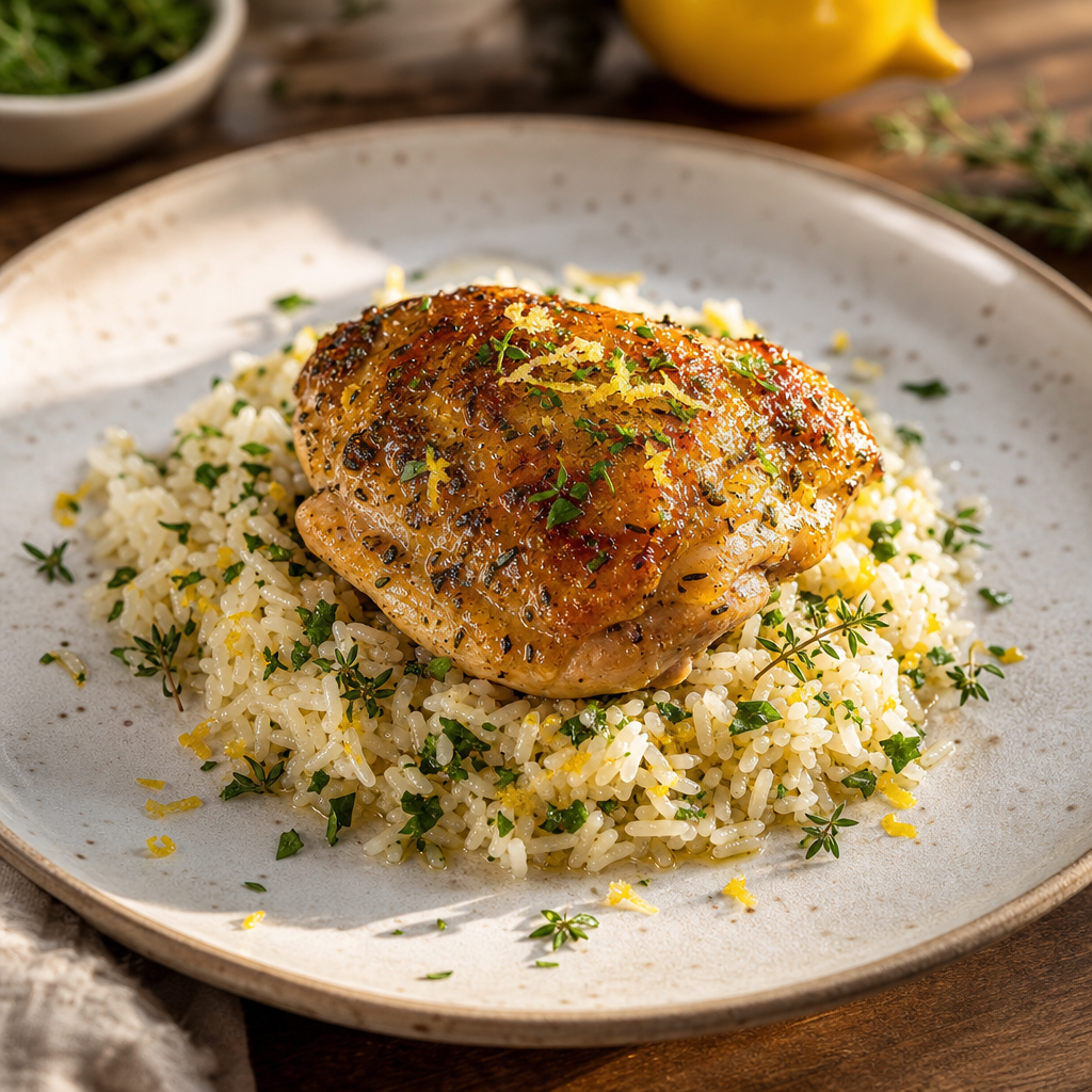 Lemon Herb Chicken with Garlic Rice